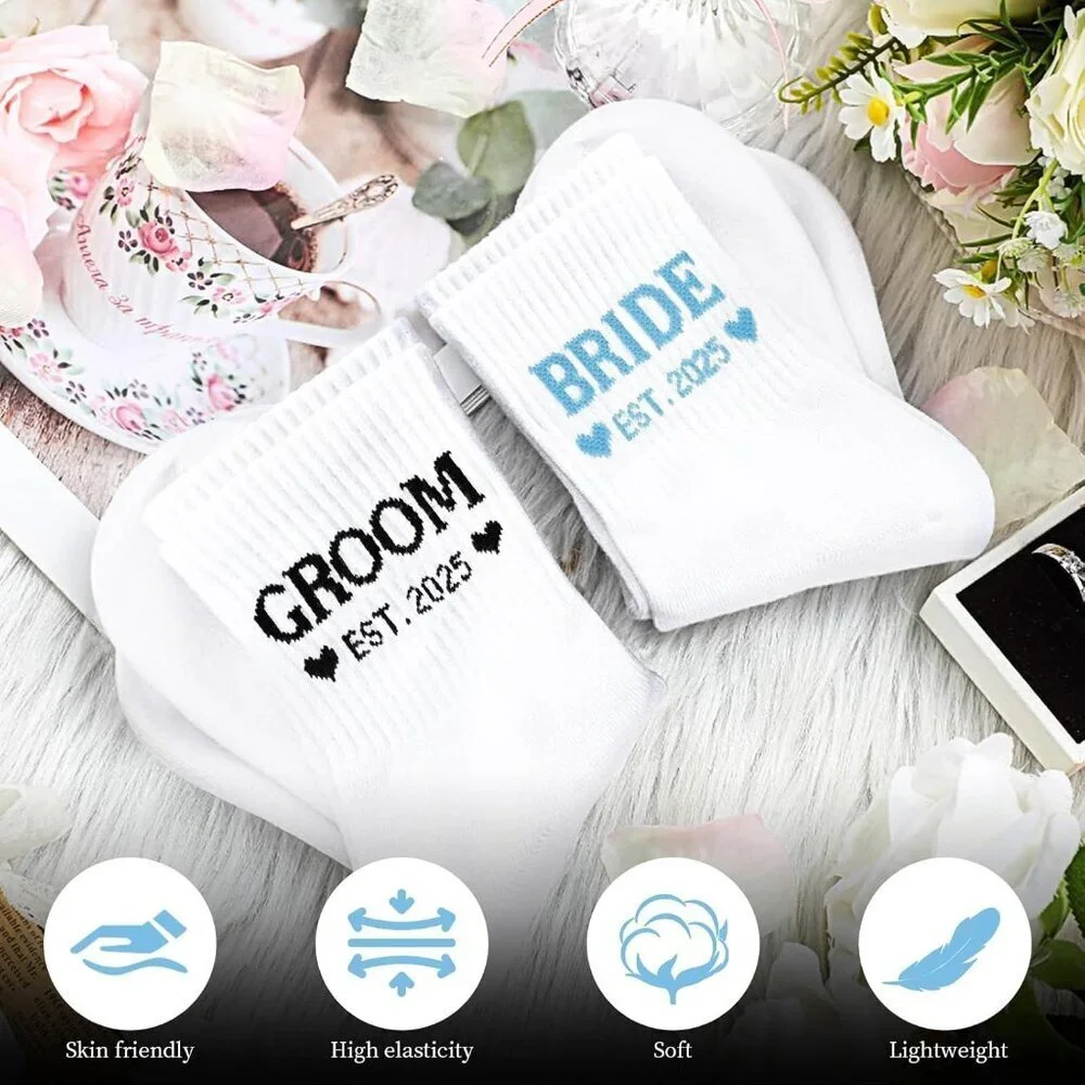Cotton Bride and Groom Socks Wedding Engagement Gifts for Couples